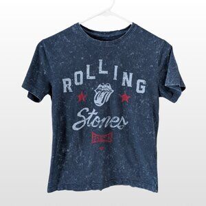 ZARA Boys Short Sleeve Blue Distressed Rolling Stones T-Shirt